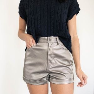 Silver faux Leather shorts
